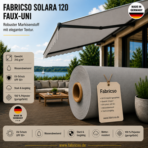 Fabricso Solara 120 Faux-Uni – Markisenstoff mit dezenter Struktur | UPF 50+ fabricso