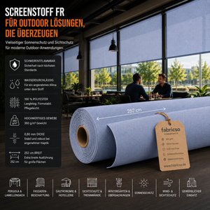 Screenstoff FR – Schwerentflammbares Gewebe für vertikale Beschattung & Outdoor-Anwendungen fabricso