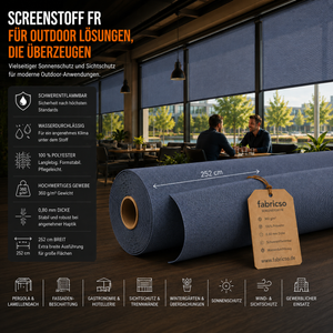 Screenstoff FR – Schwerentflammbares Gewebe für vertikale Beschattung & Outdoor-Anwendungen fabricso
