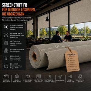 Screenstoff FR – Schwerentflammbares Gewebe für vertikale Beschattung & Outdoor-Anwendungen fabricso