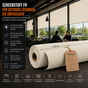 Screenstoff FR – Schwerentflammbares Gewebe für vertikale Beschattung & Outdoor-Anwendungen fabricso