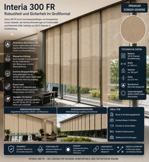 Fabricso Interia 300 FR – B1 Screen-Gewebe | Wasserdurchlässig & 300cm Breit fabricso