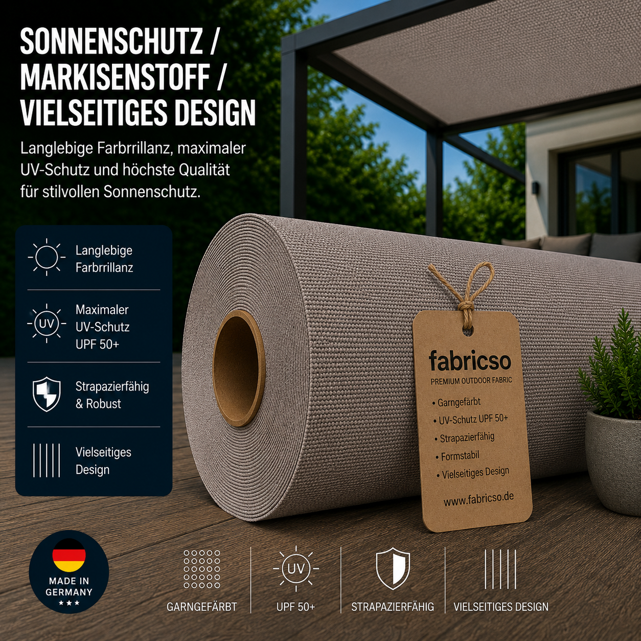 Swela 324 Shine Uni – Klassischer Markisenstoff | UPF 50+ & Strapazierfähig fabricso