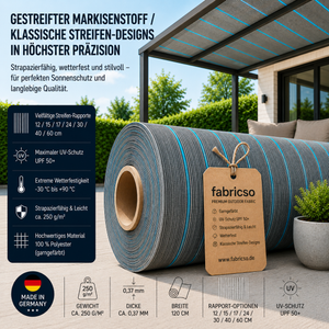 Swela 328 Shine – Gestreifter Markisenstoff | UPF 50+ & Große Rapport-Auswahl fabricso