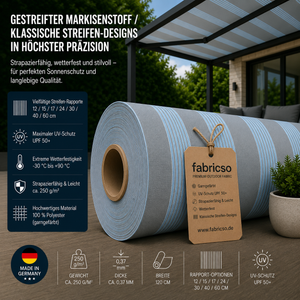 Swela 328 Shine – Gestreifter Markisenstoff | UPF 50+ & Große Rapport-Auswahl fabricso