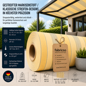 Swela 328 Shine – Gestreifter Markisenstoff | UPF 50+ & Große Rapport-Auswahl fabricso