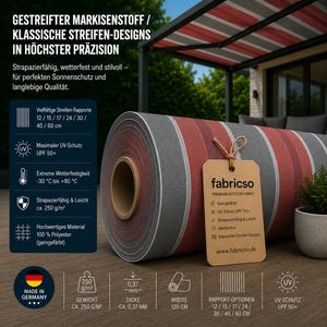 Swela 328 Shine – Gestreifter Markisenstoff | UPF 50+ & Große Rapport-Auswahl fabricso
