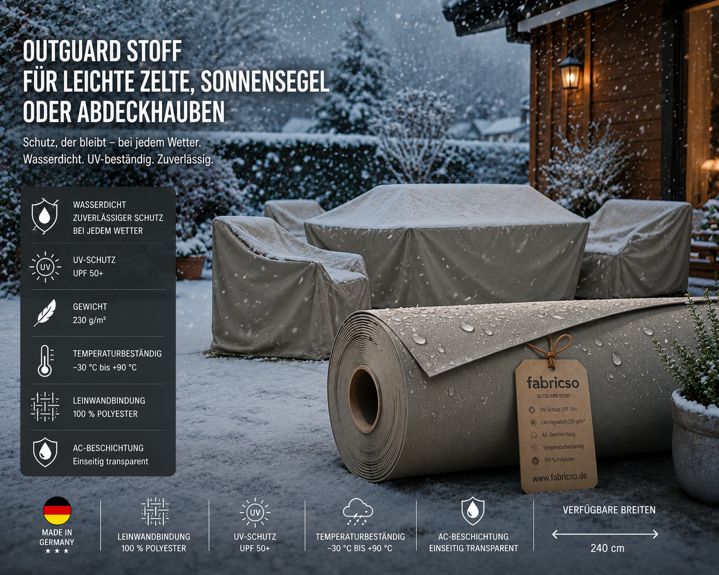Swela 394 Outguard 230 – Robustes Zeltgewebe mit UPF 50+ | 240cm Extra Breit