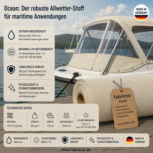 Ocean Bootsstoff – 1500mm Wassersäule | 150cm Breite & UV-Beständig fabricso