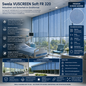 Swela 320 VUSCREEN Soft FR – B1 Screen-Gewebe | Wasserdurchlässig & 300cm Breit fabricso