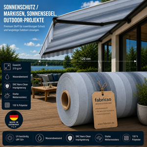 Fabricso Solara 120 Mouliné – Premium Markisenstoff mit Struktur | UPF 50+ & SNC fabricso