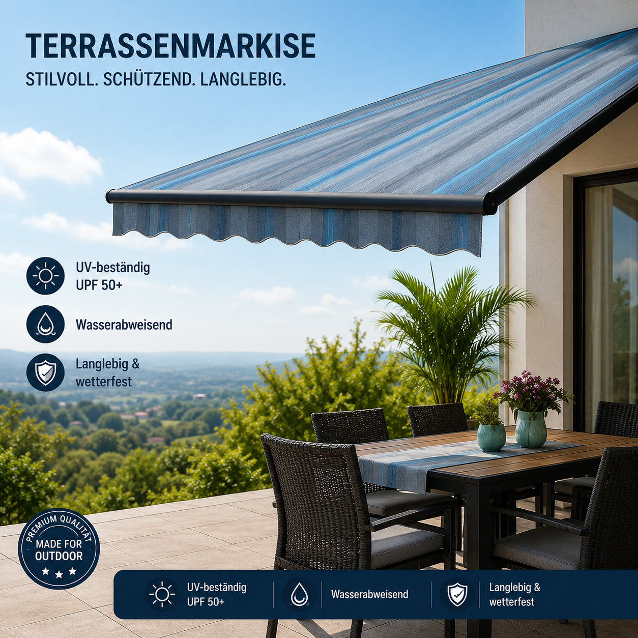 Swela 303 Elegance Mouliné – Premium Markisenstoff mit Struktur | UPF 50+ & SNC