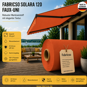 Fabricso Solara 120 Faux-Uni – Markisenstoff mit dezenter Struktur | UPF 50+ fabricso