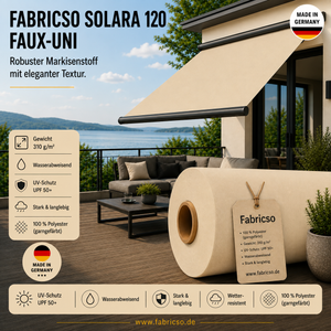 Fabricso Solara 120 Faux-Uni – Markisenstoff mit dezenter Struktur | UPF 50+ fabricso
