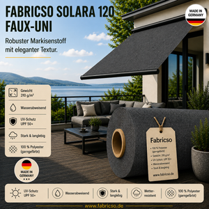 Fabricso Solara 120 Faux-Uni – Markisenstoff mit dezenter Struktur | UPF 50+ fabricso