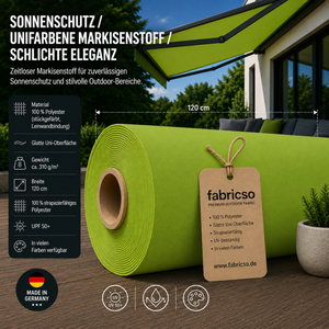 Fabricso Solara 120: Klassischer, glatter Markisenstoff mit UPF 50+. Stückgefärbt, 310g/m² fabricso