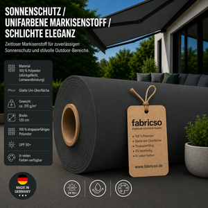 Fabricso Solara 120: Klassischer, glatter Markisenstoff mit UPF 50+. Stückgefärbt, 310g/m² fabricso
