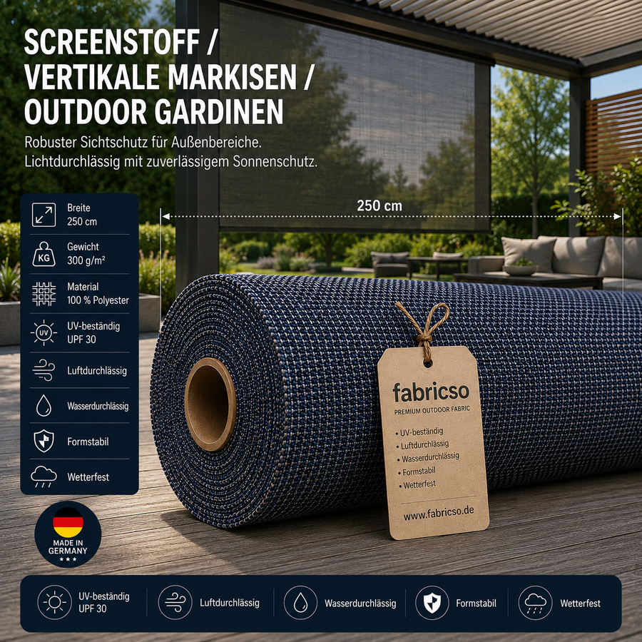 Swela 317 VU Screen ALU – High-End Screen-Gewebe mit Alu-Beschichtung | 250cm