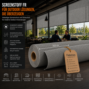 Screenstoff FR – Schwerentflammbares Gewebe für vertikale Beschattung & Outdoor-Anwendungen fabricso