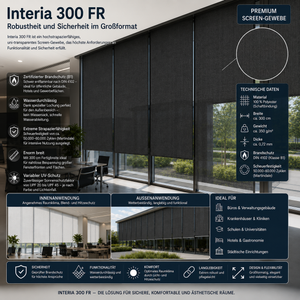 Fabricso Interia 300 FR – B1 Screen-Gewebe | Wasserdurchlässig & 300cm Breit fabricso