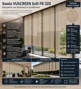 Swela 320 VUSCREEN Soft FR – B1 Screen-Gewebe | Wasserdurchlässig & 300cm Breit fabricso