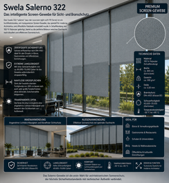 Swela 322 Salerno (vuscreen light soft FR) – B1 Screen-Gewebe | 300cm Breite fabricso