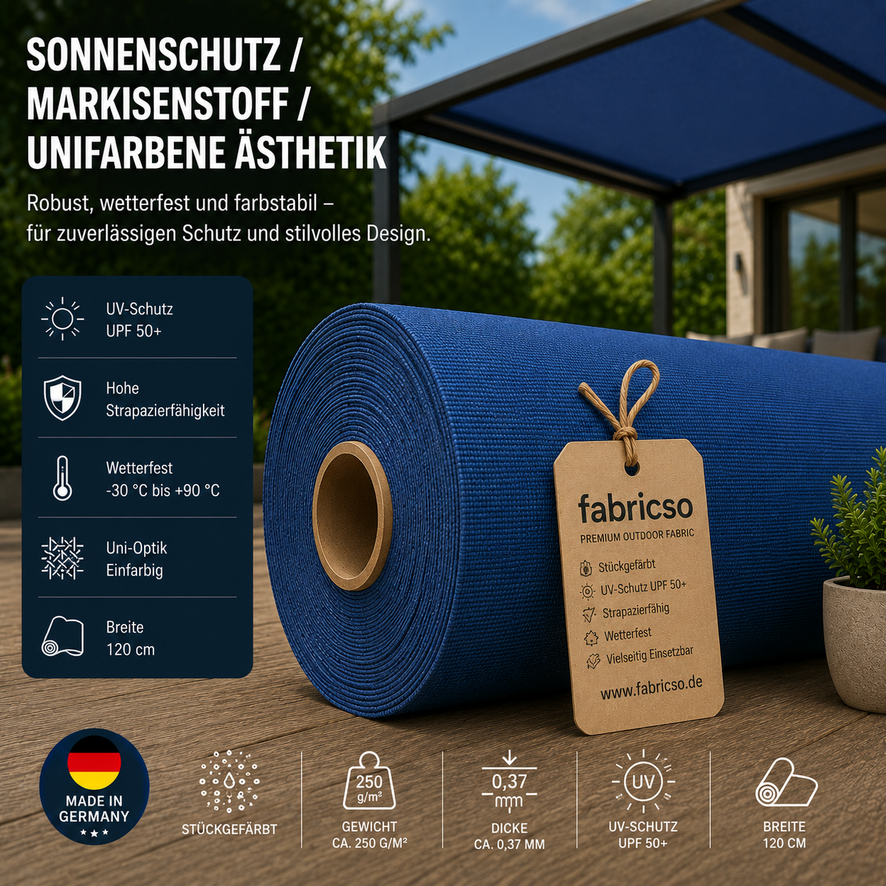 Swela 324 Shine Uni – Klassischer Markisenstoff | UPF 50+ & Strapazierfähig