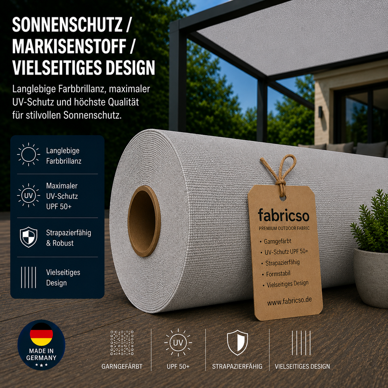 Swela 324 Shine Uni – Klassischer Markisenstoff | UPF 50+ & Strapazierfähig fabricso