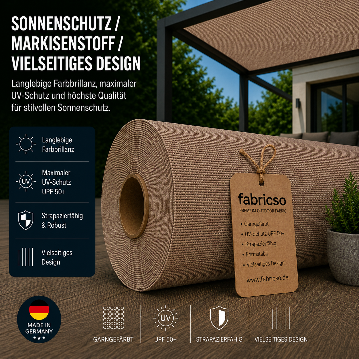 Swela 324 Shine Uni – Klassischer Markisenstoff | UPF 50+ & Strapazierfähig fabricso
