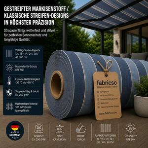 Swela 328 Shine – Gestreifter Markisenstoff | UPF 50+ & Große Rapport-Auswahl fabricso
