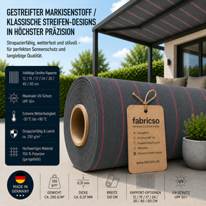 Swela 328 Shine – Gestreifter Markisenstoff | UPF 50+ & Große Rapport-Auswahl fabricso