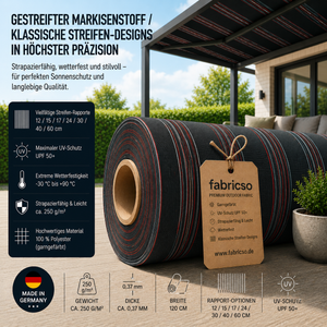 Swela 328 Shine – Gestreifter Markisenstoff | UPF 50+ & Große Rapport-Auswahl fabricso