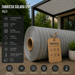 Fabricso Solara 120-Alu – Luftdurchlässiges Markisengewebe | Stabil & Lichtecht fabricso