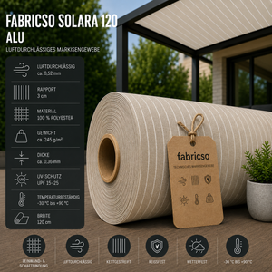 Fabricso Solara 120-Alu – Luftdurchlässiges Markisengewebe | Stabil & Lichtecht fabricso