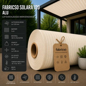 Fabricso Solara 120-Alu – Luftdurchlässiges Markisengewebe | Stabil & Lichtecht fabricso