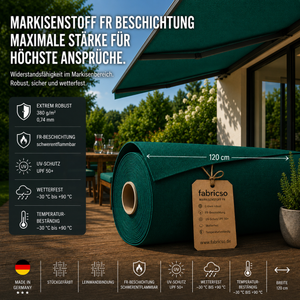 Swela Elegance Perla FR 371: Besonders dicker Markisenstoff (0,74mm) mit UPF 50+. Schwer entflammbar, 380g/m² & extrem wetterfest fabricso