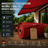 Swela Elegance Perla FR 371: Besonders dicker Markisenstoff (0,74mm) mit UPF 50+. Schwer entflammbar, 380g/m² & extrem wetterfest fabricso