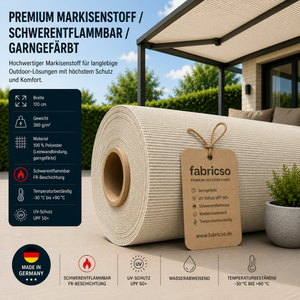 Swela Elegance Perla FR 372 – Premium Markisenstoff | Schwer entflammbar & Garngefärbt fabricso