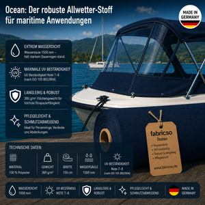 Ocean Bootsstoff – 1500mm Wassersäule | 150cm Breite & UV-Beständig fabricso
