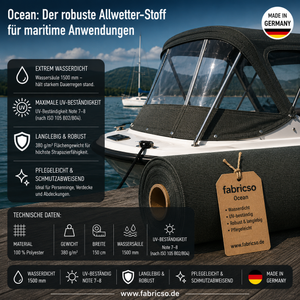Ocean Bootsstoff – 1500mm Wassersäule | 150cm Breite & UV-Beständig fabricso