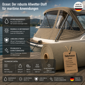 Ocean Bootsstoff – 1500mm Wassersäule | 150cm Breite & UV-Beständig fabricso