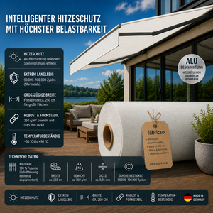 Fabricso Solara 250 – High-End Screen-Gewebe mit Alu-Beschichtung | 250cm fabricso