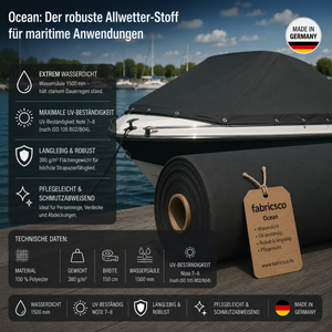 Ocean Bootsstoff – 1500mm Wassersäule | 150cm Breite & UV-Beständig fabricso